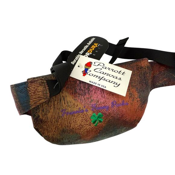 90's Unisex PARROT CANVAS COMPANY USA gold abstract fanny pack - Picture 2 of 6